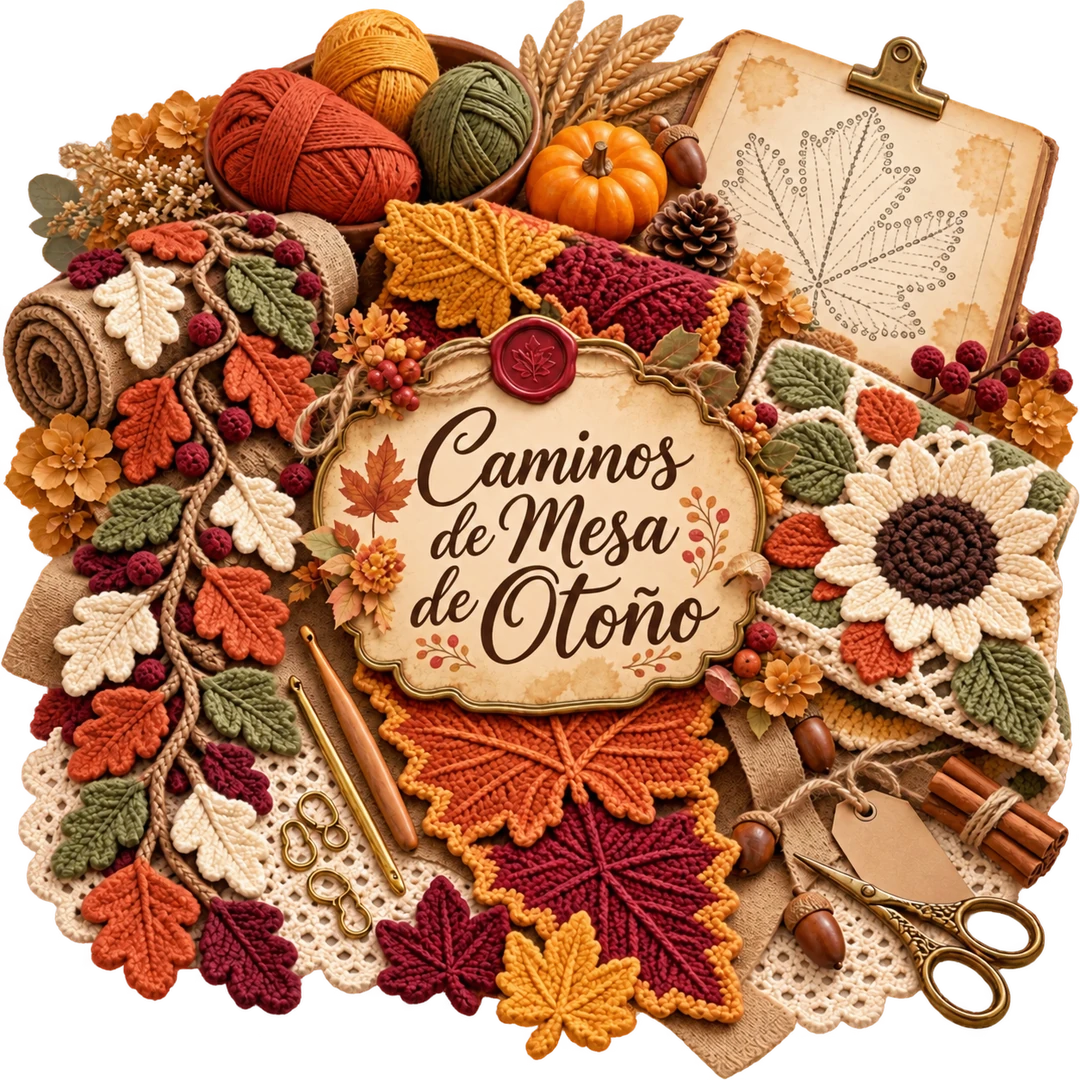 Colección completa con 10 patrones de Caminos de Mesa de Otoño y los cuatro bonos